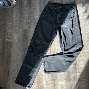 American Eagle Outfitters Black Distressed Women's Straight Leg Jeans (Long)